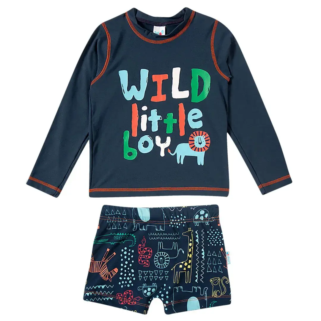 CONJ CAMISA FPS E SUNGA TIP TOP COR MARINHO TEMA SAFARI